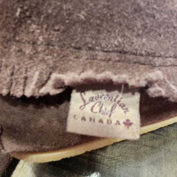 Laurentian Chief Chocolate Brown Suede Leather  Beaded Moccasin Booties Size 7 - Picture 5 of 7